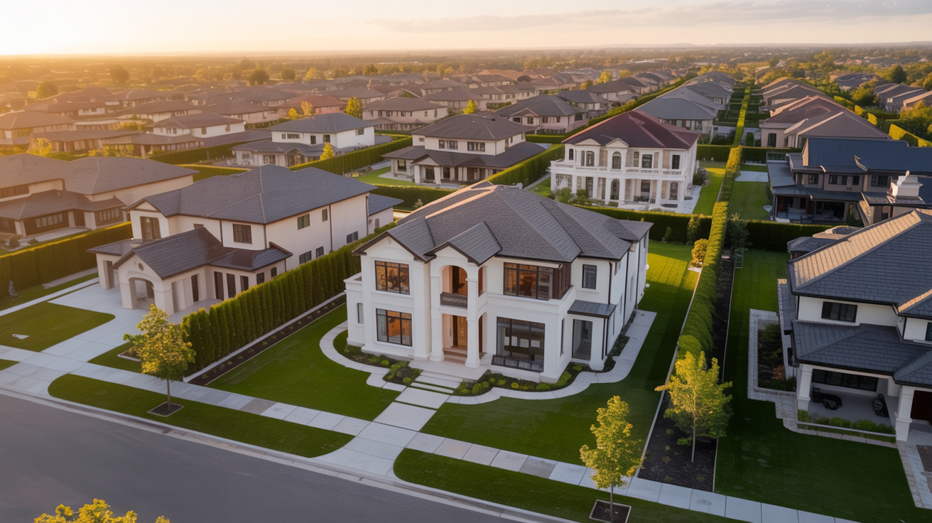 Aerial view of luxury neighborhood